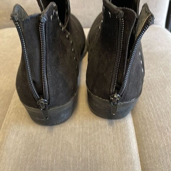 Size 11 Booties Black Carlos by Santana silver studs zipper back low heel - Picture 8 of 10